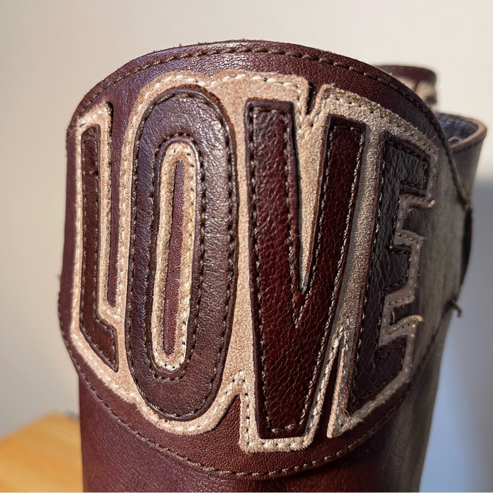Love Moschino Love brown leather high boots - Picture 11 of 15